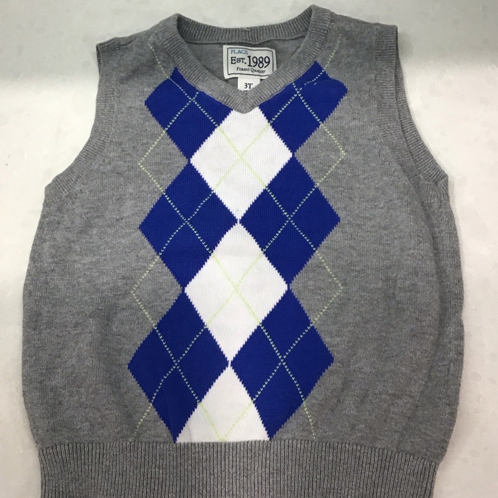 Kids Gray Argyle Sweater Vest
